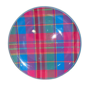 Colorful Tartan Serving Plate Plaid Melamine Platter Pink Blue Decorative Dish